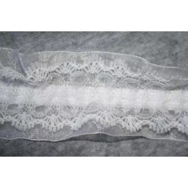 Unbranded 1.5 yards Stretch WHITE wedding Garter Lace Trim sheer elastic Organza trim 1.5"