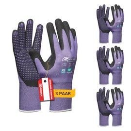 Gebol Multi Flex Lady Work Gloves with Nitrile Coating and Nubs, Dermatologically Tested Nitrile Gloves, Gardening Gloves with Grip for Women, Size XS (Size 6), Purple, 3 Pairs