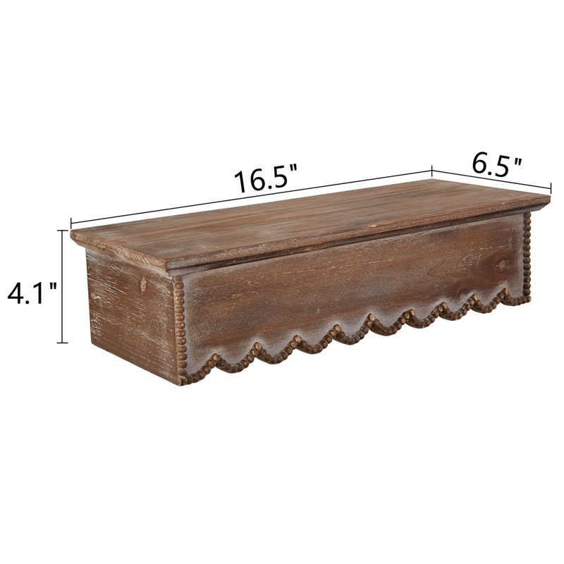 SOFE Wood Scalloped Decorative Wall Shelf, Bedroom Bathroom Kitchen Shelving