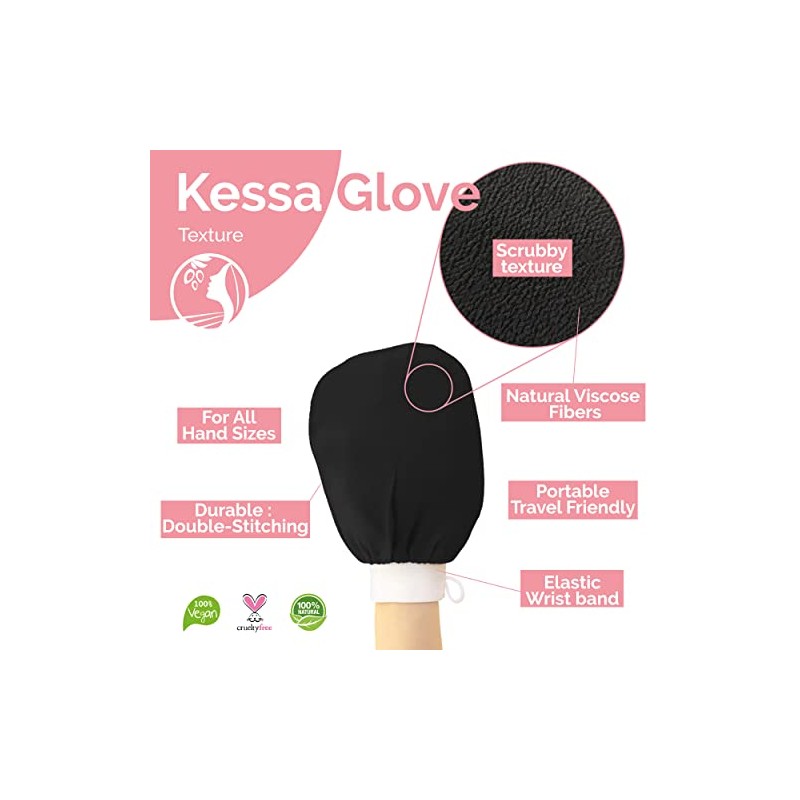 Fatima Garden Guantes Exfoliantes Kessa Natural Spa Scrubbers Negros