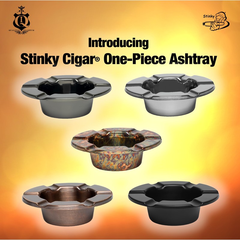 Stinky Cigar® One-Piece Ashtray (Blac Nickel Plated)