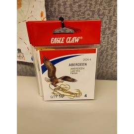 Eagle Claw Aberdeen Hook #4 Forged Light Wire Ringed Eye Gold 10/Pk 202A-4
