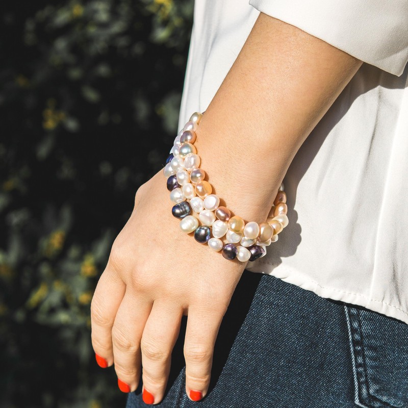 Secret & You | White and Coloured Baroque Pearl Bracelet,