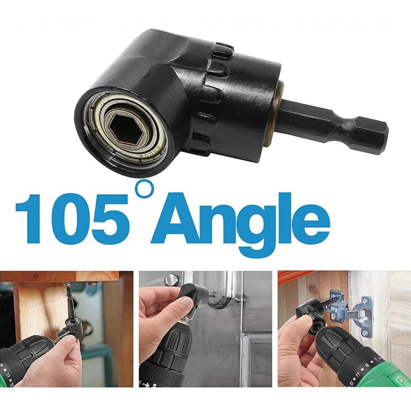 105° Angle Wrench, Cordless Screwdriver Angle Attachment with 1/4 Inch