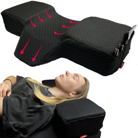 XOLLOZ XOLLOZ Pillow for Eyelash Extensions - Curved Memory Foam Lash Bed Pillow with Neck and Back Support, Perfect Pillow for Eyelash Extensions, Two Pockets for Tools On The Sides of Pillow (Black)