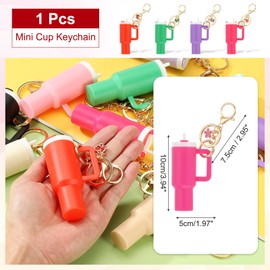 PATIKIL Mini Tumbler Keychain, 1Pcs Mini Cup Keychain Lip Balm Holder Cute Charm Key Chain for Backpack Charm Women Purse Handbags, Rose Red Flower