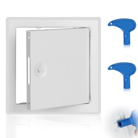 EFUTURETIME Inspection Flap 15 x 15 cm Drywall Maintenance Flap Metal White Inspection Door Sheet Steel Square Lock with 2 Keys Inspection Hatch for Loft, Bathroom, Kitchen, Warehouse