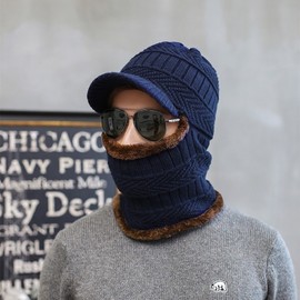 One-Piece Brushed Fleece Winter Balaclava for Motorcycle & Ski - LF3703 (One Size) Navy 10ea