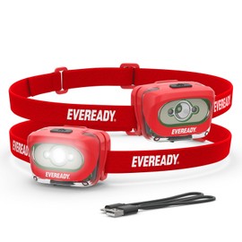 Eveready X200 LED Rechargeable Headlamps (2-Pack), Super Bright IPX4 Water Resistant Head Lights for Running, Camping, Emergency, Outdoors (USB Cable Included)