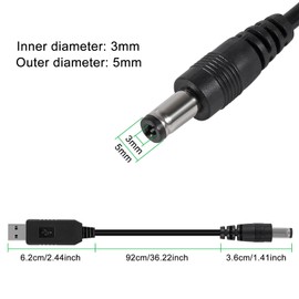 6-Pack USB DC 5V to DC 12V Step Up Converter Power Cable DC 12V Universal Power Cord with DC Jack 5.5 x 2.5mm or 5.5 x 2.1mm for Toys,Watches,Speaker,Camera,Monitor 3.3FT