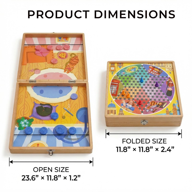 SAIHE 5-in-1 Magnetic Wooden Board Game Set, Premium Beech Wood