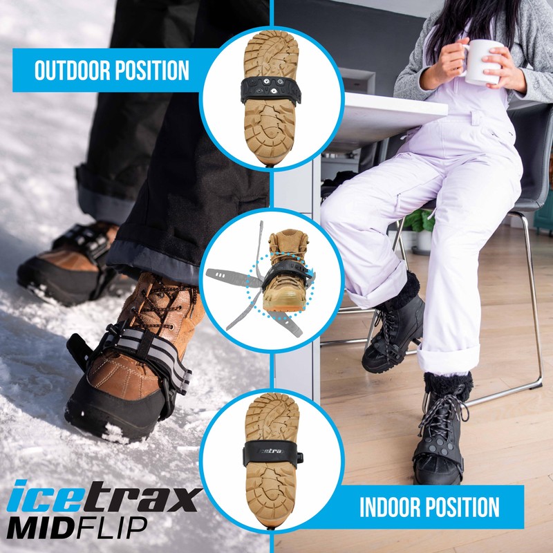 ICETRAX MIDFLIP Mid-Sole Ice Cleats for Boots with Easy Outdoor