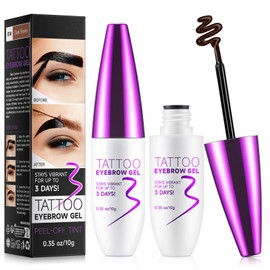 Tattoo Eyebrow Gel,Peel Off Tattoo Eyebrow Gel Tinting,2pcs Dark Brown Tinted Eye Brow Glue, Waterproof Long,lasting Transfer,proof, Up to 3 Days,Makeup Gift for Women-01# (Dark Brown)