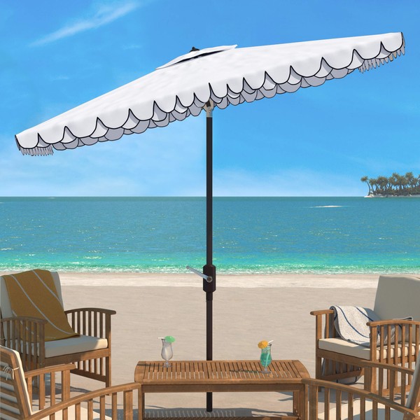 Safavieh Outdoor Elegant Valance White and Black 6'6" x 10'