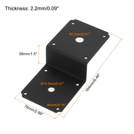 uxcell 6 Pcs Z Brackets, Heavy Duty Steel Z Shaped Corner Bracket Double Angle Channel Profile Corner Brace for RV Roof Boat Wood Shelves, 6.5"x3"x1.5", Black