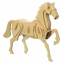 3D DIY Horse Construction Model Assemble Puzzle Wood Model Kit Set Toy for Kids and Adult