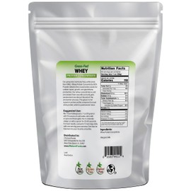 Z Natural Foods Z Natural Foods Grass-Fed Whey Protein Concentrate - Clean Whey Protein Powder from New Zealand - Cold Processed Pure Whey Protein with Essential Amino Acids for Nutrition & Fitness, Unflavored, 5 lbs