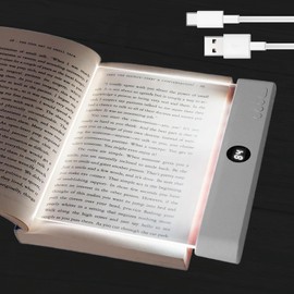 Book Light, Rechargeable Reading Lights for Books in Bed - Eye Caring 3 Color Temperatures, Stepless Dimming Brightness, Timer, Long Lasting, Portable Flat Book Light for Book Lovers (White)