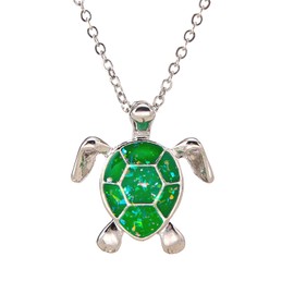 kelistom Sea Turtle Pendant Necklace for Women Men Silver Plated Link Chain Animal Jewlery
