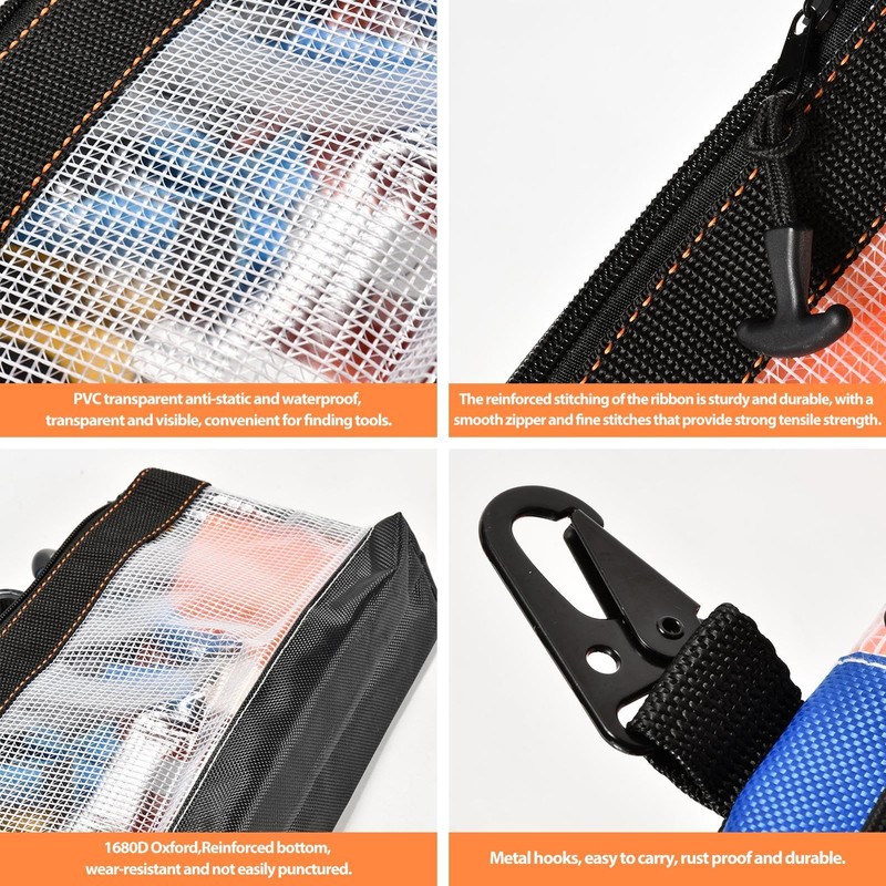 Tool Pouch Bag, Waterproof Small Tool Bag with Multi-Purpose Clip,