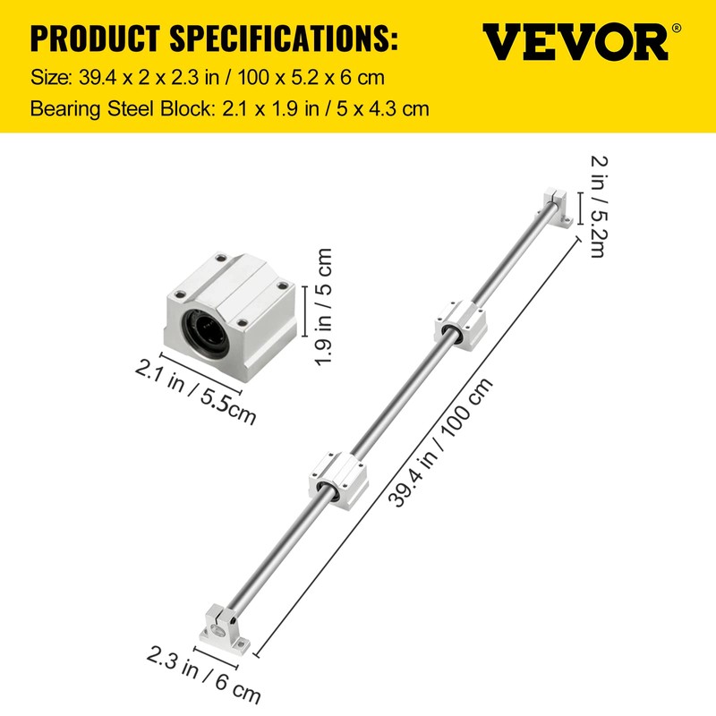 VEVOR Linear Rail Slide SFC20-1000mm 2 PCS 39.4 in/1000mm SFC20