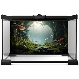 Underwater World Aquarium Background Tropical Plants Cave Style Mushrooms Terrarium Backdrop Rock with Lush Moss Fish Tank Background Reptile Habitat Backdrop Tank Wallpaper Poster Vinyl 30x18in