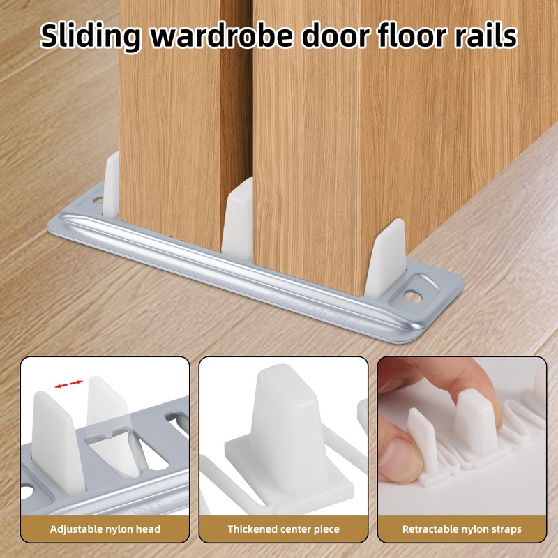 8 Pack Sliding Closet Door Floor Guides, Bypass Bottom Track