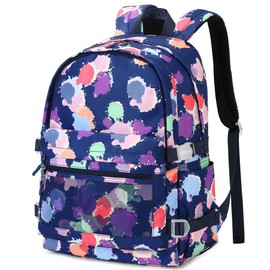 YUSSTAR Kids Girls Backpack Lunch Box Set Elementary School Bag Insulated Lunchbox Combo (Color-block blue)