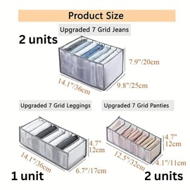 5 pack Closet Organizers and Storage, T-Shirt Organizer for Closet, Wardrobe Clothes Organizer (2 large, 1 Medium, 2 Small)