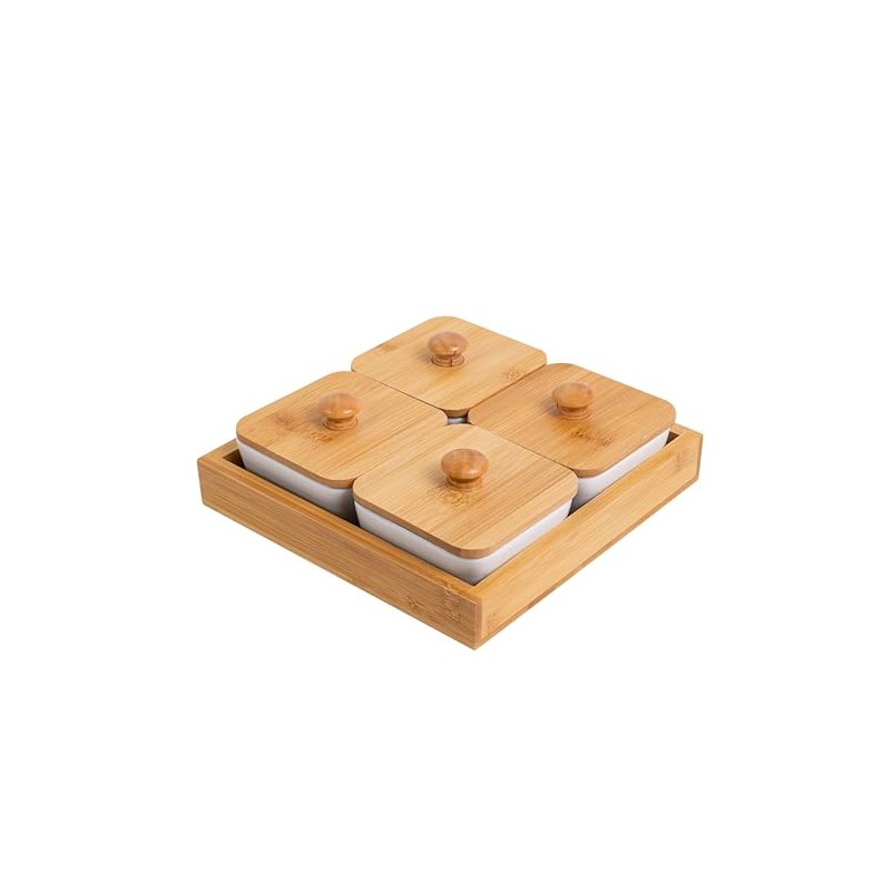 Urban Cupboard Condiment Serving Set, Set of 4, Includes Lids