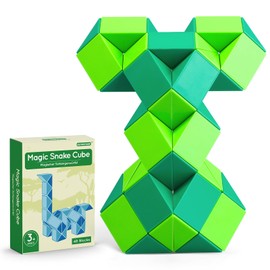 ECHOCUBE Magic Snake Cube, 48 Blocks Magic Snake Ruler Twist Puzzle Party Gifts, Educational Creative Snake Fidget Toy for Kids/Adults (Green)