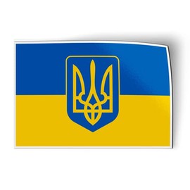 Ukraine Flag with Coat of Arms - 3" Small Size Magnet for Car Locker Refrigerator