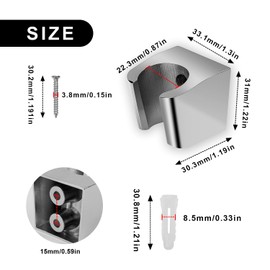 WJUAN Shower Holder, Zinc Alloy Premium Shower Head Holder, Hand Shower Holder, with Screws, Product Dimensions Length x Width x Height: 3.5 x 3.3 x 3.1 cm, Optimised for Any Bathroom