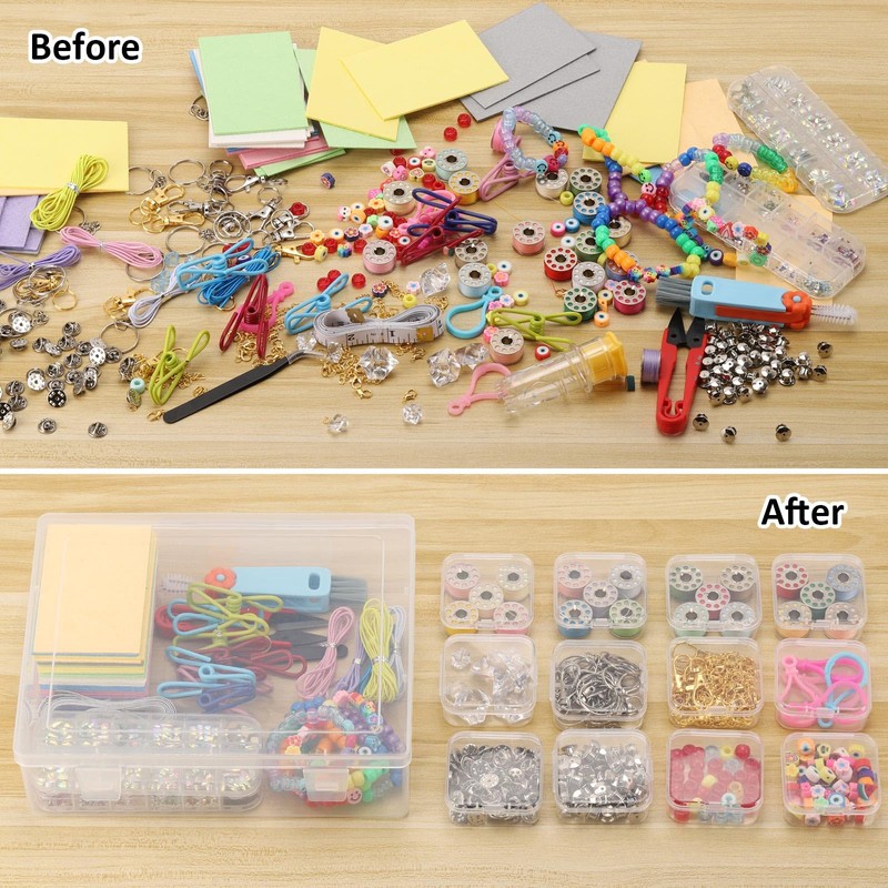 acDesign 30Pcs Bead Organizer Box，Small Plastic Storage Box With Hinged