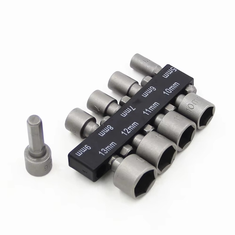 Nut Driver Socket Bit Set for Hex Fasteners – 9-Piece