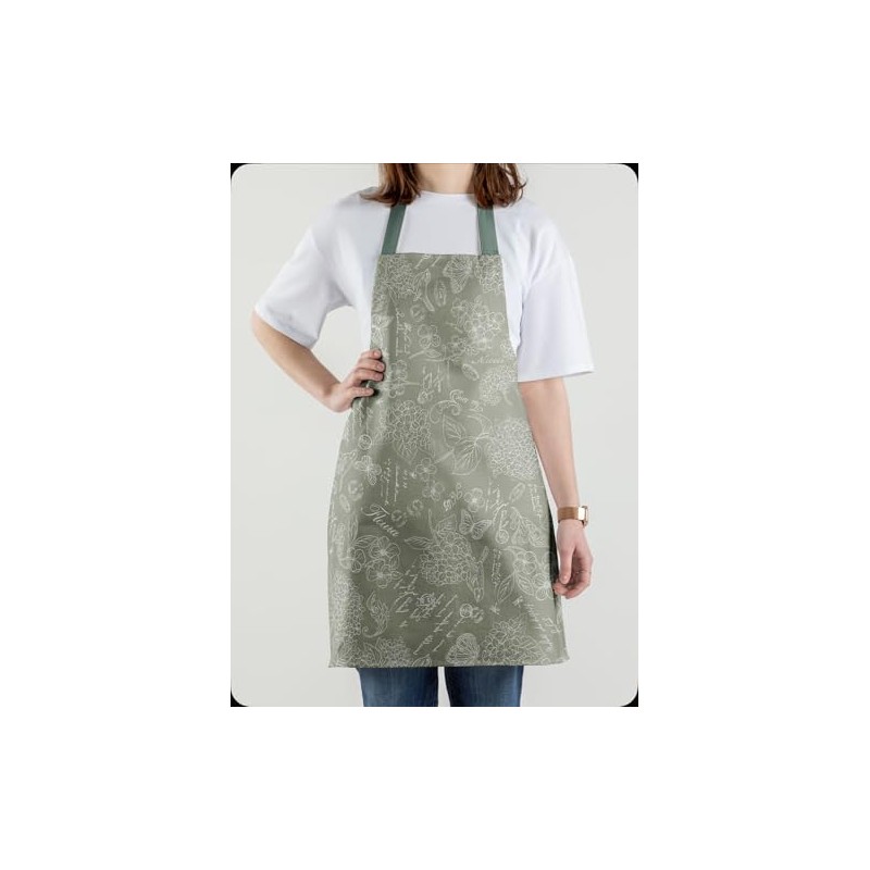 VIASMILE Baumwoll-Küchenschürze mit Blumenmuster, 60 x 70 cm