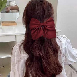 Red Hair Bows for Women Girls Bow Hair Clips for Girls Satin Bowknot Hair Clip Barrette for Women Duck Billed Hair Clips Bows Clips for Hair