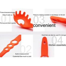 1 Nylon Pasta Server,Spaghetti Pasta Strainer with Spaghetti Measure Tool and Food Strainers,Spaghetti Server Non-Stick Pasta Fork Slotted Strainer Ladle for Kitchen Dishwasher.Random delivery.13.2 In