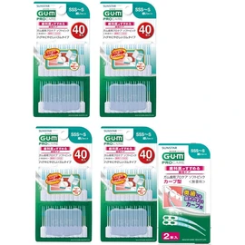 GUM Periodontal Pro Care Soft Pick, Interdental Brush, Soft, Rubber Type, Case Included, Size: SSS - S, Thin Type, 40 Pieces x 4 Packs + Bonus Included