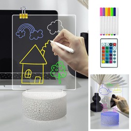 Masshomi LED Night Light 16 Colour Change Touch Sensor Remote Control 7 Color Pens DIY Draw Lamp Message Board RGB USB Charge Battery Powered Boy Girl Domitory Desk Decor
