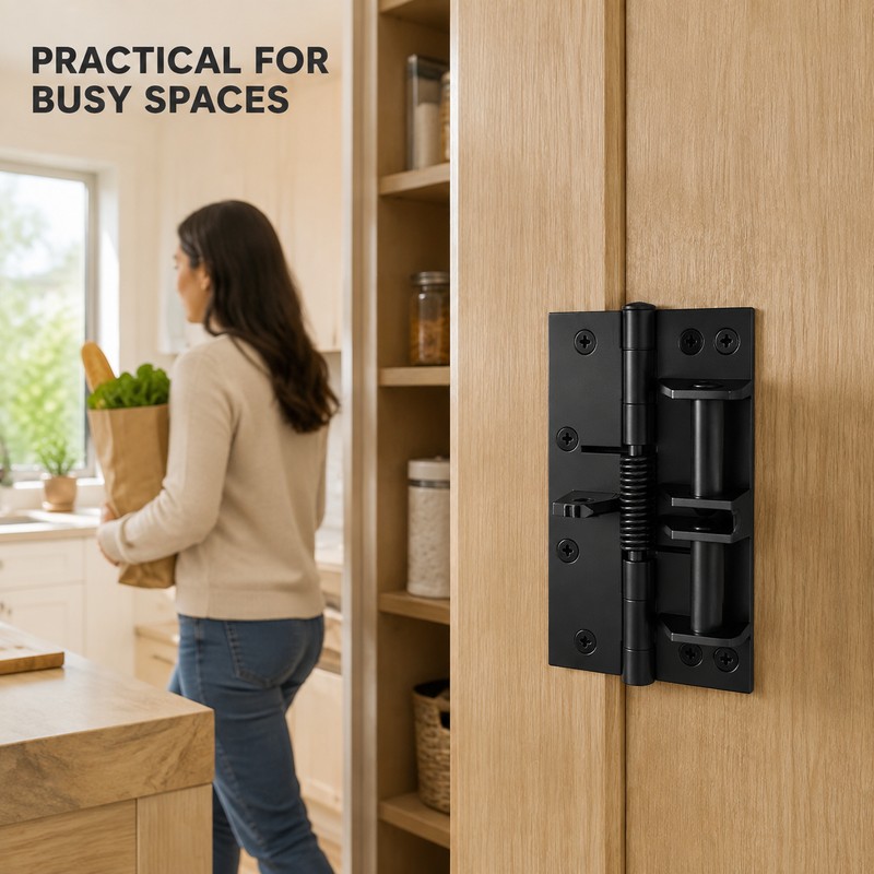 2-Pack 3-in-1 Stainless Steel Self-Closing Spring Door Hinges with 90°