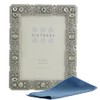 Sixtrees Maud Antique Vintage and Shabby Chic Style silver metal photo frame with beads and crystals for a 6" x 4" (152 x 102mm) picture -Complete with Microfibre polishing cloth