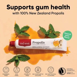 Red Seal Propolis Herbal Toothpaste - Fluoride Free, Organic, Vegan 3.53 oz.