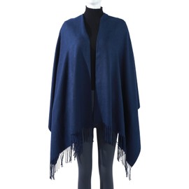 TUSHUSTY Pashmina Feel Shawls Wraps Solid Scarf for Women Soft Silky Warm Men Scarves Hijab Navy Blue