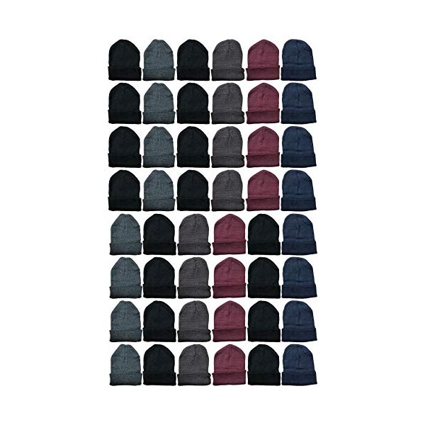 Yacht & Smith Wholesale Bulk Winter Beanies, Cold Weather Thermal Stretch Skull Cap, Mens Womens Unisex Hat