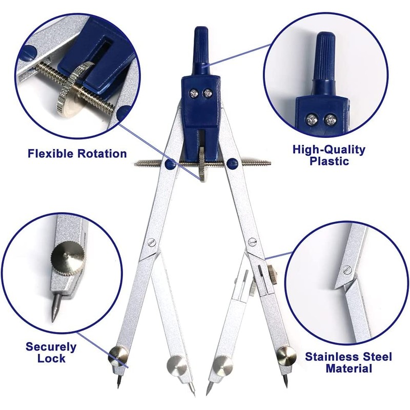 Geometry Set 7 Pcs Professional Compass Set Math Compass Drawing