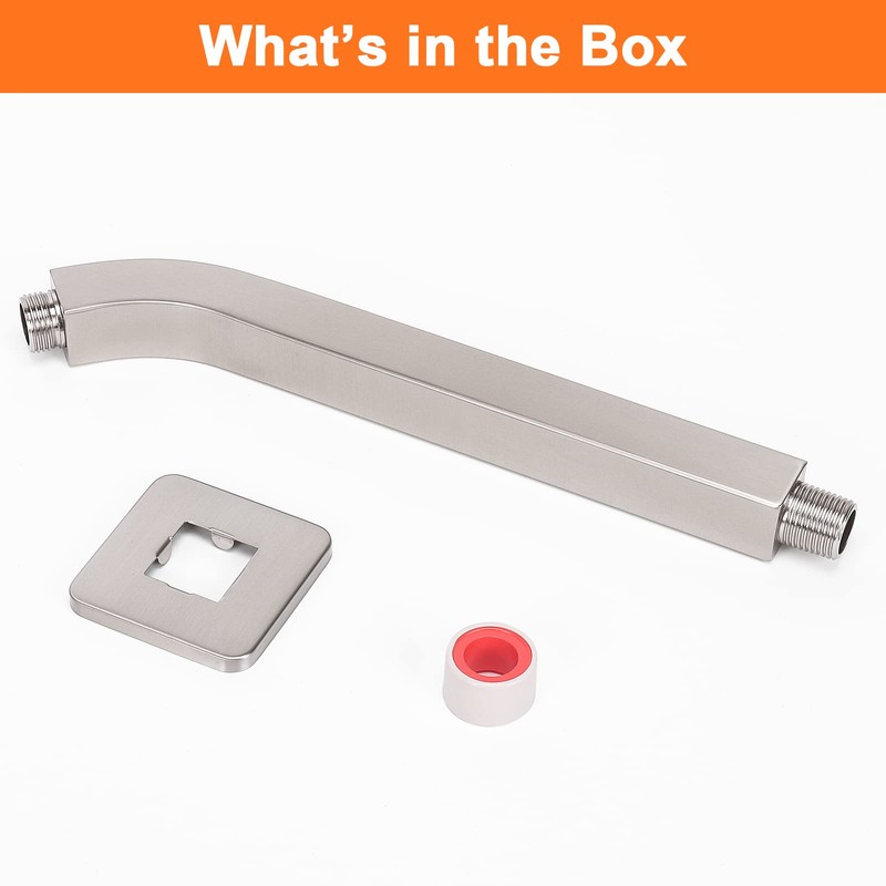 HarJue Shower Arm with Flange and Teflon Tape, Wall Mounted