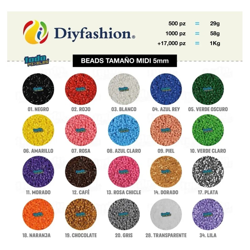 1000 Hama Beads Tamaño Mediano 5mm - 100% Compatible Artkal