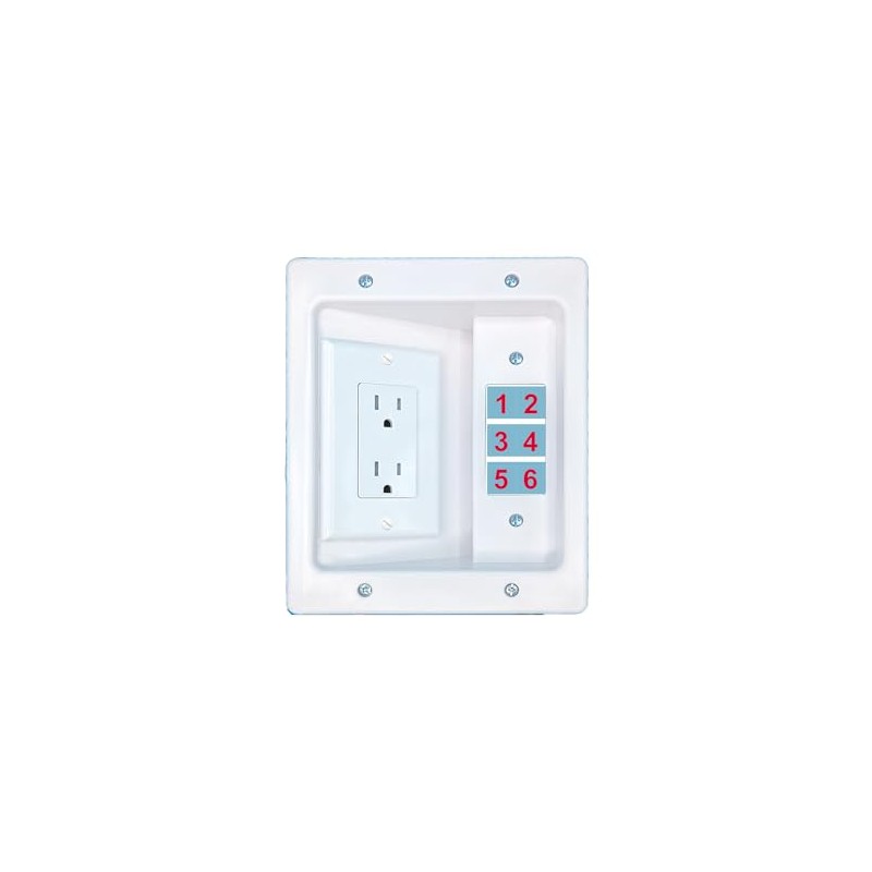 RiteAV Custom 6 Port Recessed Wall Plate Cable Concealer Management