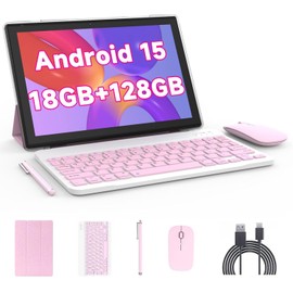 10 inch Tablet with Keyboard Android 15(NOT GO) Tablets 2 in 1 Tablet 18GB RAM 128GB Supports 2TB Expansion Tablets include Case Mouse Stylus 6000mAh Battery 2MP+8MP Dual Camera 5G WiFi6 10.1" Tableta